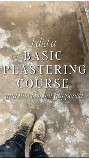 basic plastering course, showing work boots on floor, DIY course 